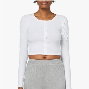 Elegant‎ White Long Sleeve Crop Top
